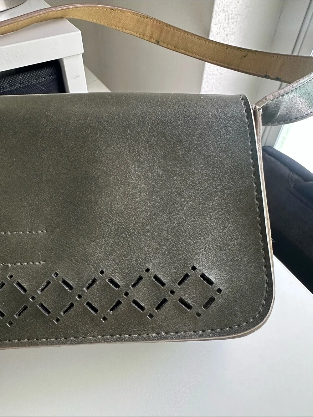 Womens Vintage Olive Green Shoulder Bag by Mondani
